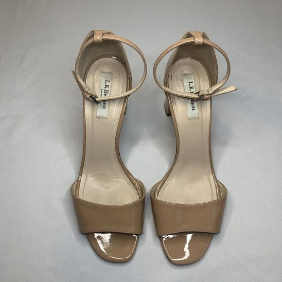 LK Bennett Helena Patent Leather Heels Nude Ankle Strap Career - US 9 EU 39 - Picture 2 of 8